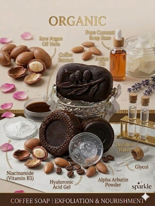 3. Top Benefits for Smooth Skin Additionally, this formula provides professional-grade care through multiple benefits. Organic Coffee Soap exfoliates naturally as coffee granules gently remove dead skin cells for a smoother, brighter look, while caffeine reduces dullness to enhance your skin's radiance. Furthermore, its anti-inflammatory properties help minimize puffiness and dark circles, while the stimulation of blood flow improves overall circulation. For even better results, you should also try our Natural Loofah Soap to deeply exfoliate before hydrating. Combining these two products creates a comprehensive regimen for a healthier you.