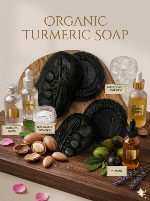 Healuxe Organic Turmeric Soap with turmeric extract, niacinamide, and coconut base
