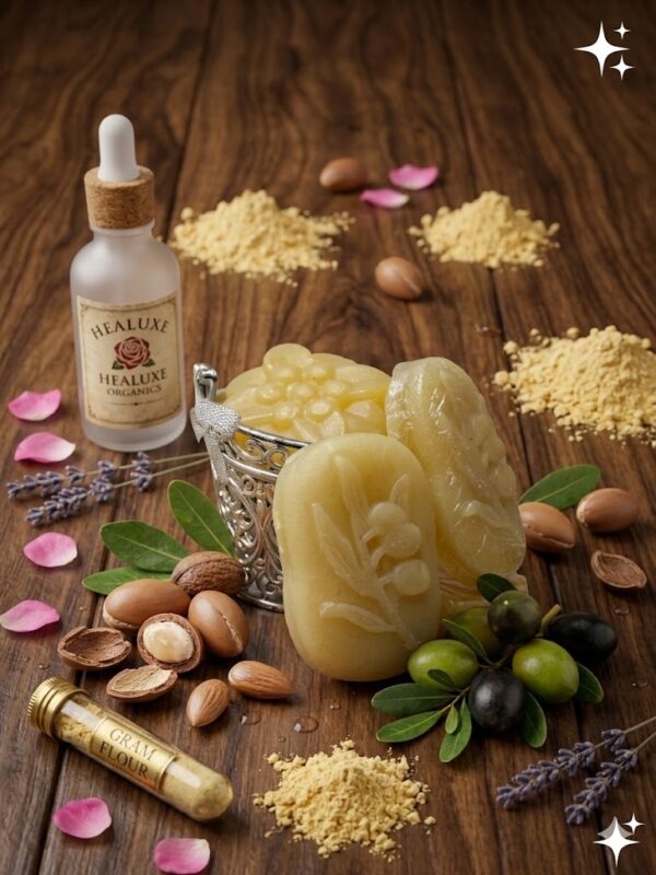 Organic Gram Flour Soap bar by Healuxe Organics – Natural Brightening & Soft Skin