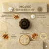 Flower shaped organic turmeric soap with turmeric extract to reduce inflammation.