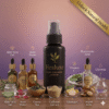 Healuxe hair growth serum bottle with organic ingredients like Hyaluronic Acid and Vitamin C.