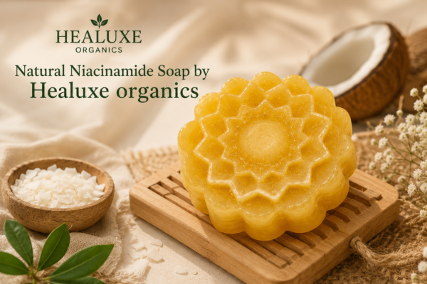 Natural Niacinamide Soap by Healuxe Organics with coconut soap base