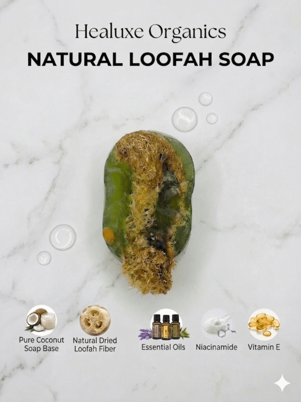 Close-up of organic dried fiber in natural loofah soap for exfoliation.